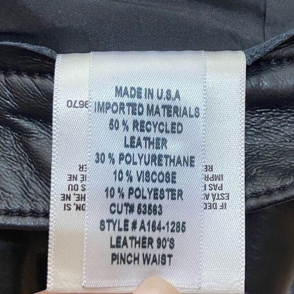 Agolde 90’s Leather Pinch Waist Black Pants Recycled Straight Leg Size 24 - Picture 12 of 13